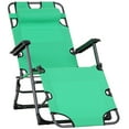 thumbnail image 2 of Outsunny Tanning Chair, 2-in-1 Beach Lounge Chair & Camping Chair w/ Pillow & Pocket, Adjustable Chaise for Sunbathing Outside, Patio, Poolside, Green, 2 of 9