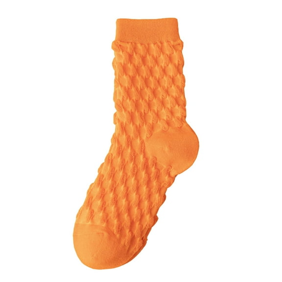 LEKODE Mid Calf Socks Women Slipper Socks for Women Womens Cotton Socks Athletic Crew Socks for Women’s Socks Ladies Socks Long Socks for Women Orange One Size