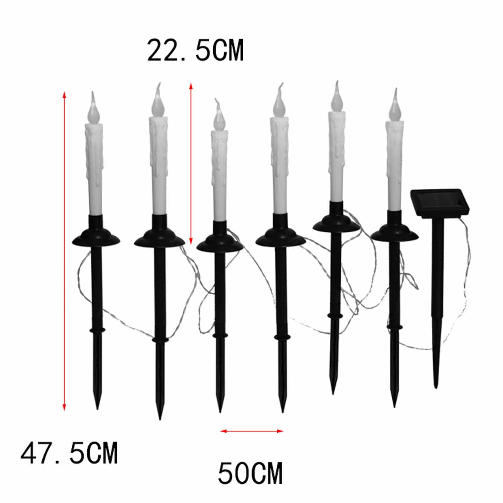 Outdoor Solar Powered LED Candle Pathway Lights with Ground Stakes Weather Resistant Design for Garden Yard Walkway Decoration Set of 6