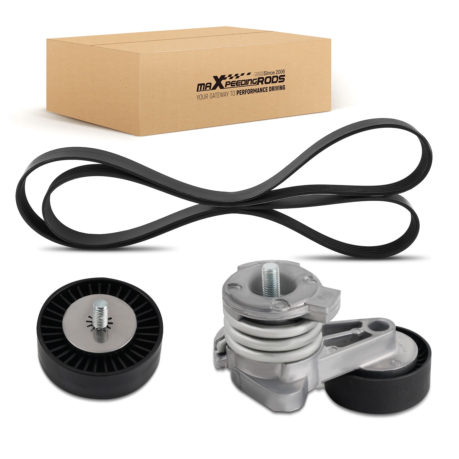 Maxpeedingrods Drive Belt Tensioner and Idler Pulley Kit for BMW 128i / 328i / 328i xDrive 2008-2013, 323i 2006-201, 325i / 325xi / 330i / 330xi 2006, 525i / 525xi / 530i / 530xi 2006-2007 X3 X5