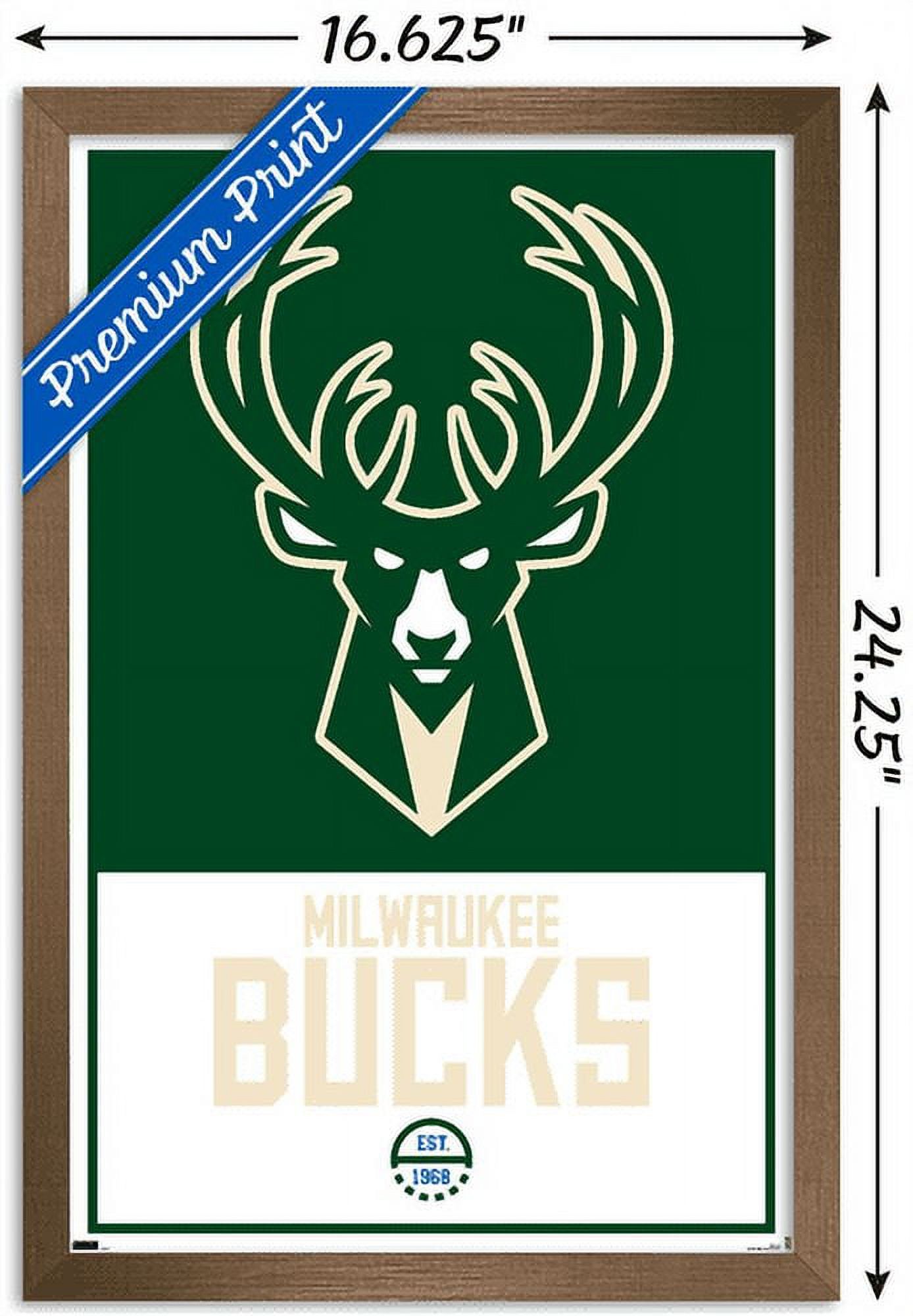NBA Milwaukee Bucks - Logo 21 Wall Poster, 14.725" x 22.375", Framed