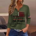 thumbnail image 2 of Wutalume Women's 3/4 Sleeve Patriotic Top - Button Front We the People 250 Years Print V-Neck Blouse, 4th of July Shirts Women, Womens 3/4 Sleeve Tops,Army Green 3XL, 2 of 3