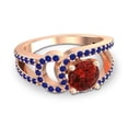 thumbnail image 3 of 2.50 Carat Unique Round Cut Garnet & Blue Sapphire Gemstone Bridal Ring for her 18K Rose Gold Size 6.5 by Diamond-Capitals, 3 of 8