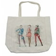 thumbnail image 1 of Fashion Shopping Bag, Watercolor Design Hand Drawn Sketch of Young Women in Clothes Print, Eco-Friendly Reusable Bag for Groceries Beach and More, 15.5" X 14.5", Cream, by Ambesonne, 1 of 2