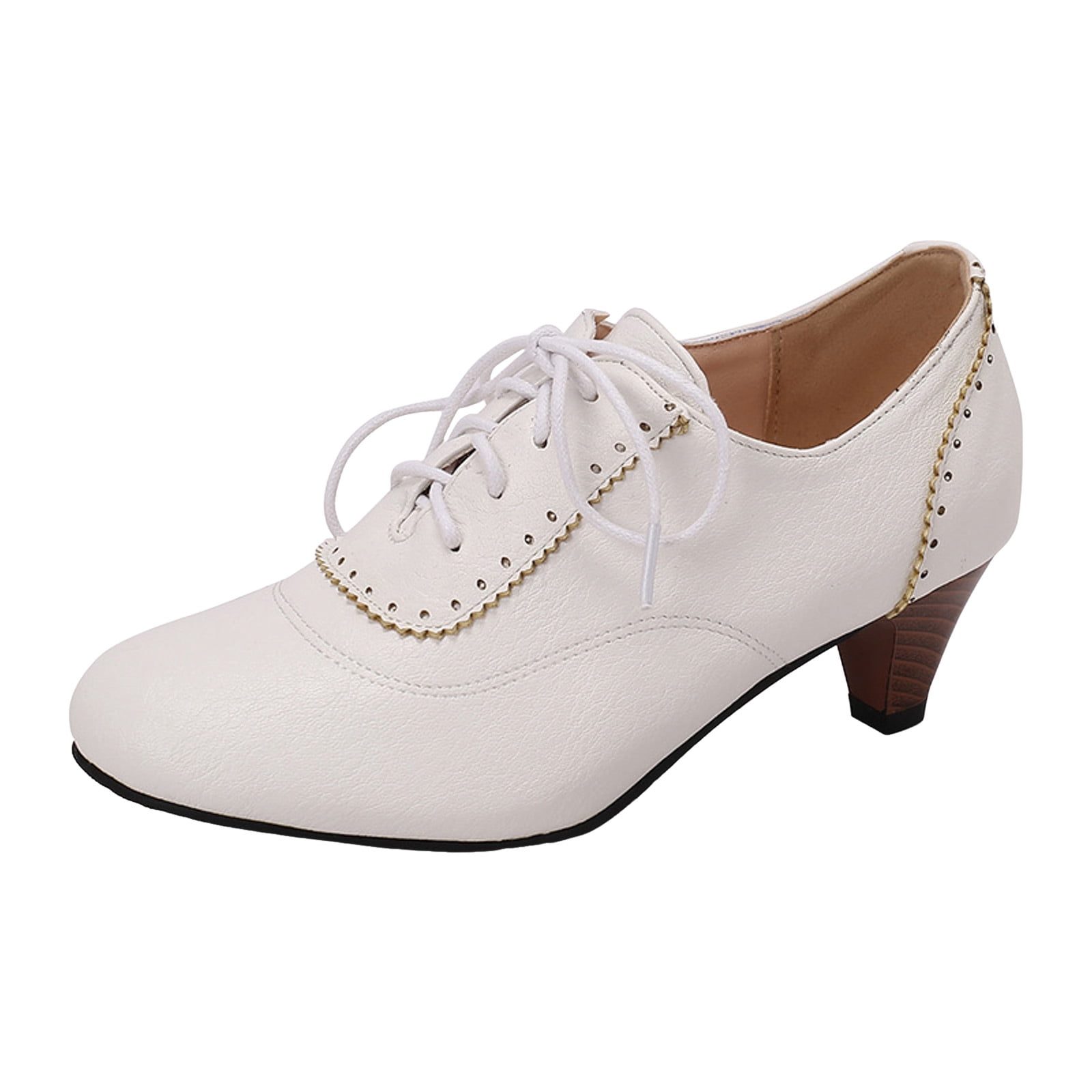 Chenyee Ankle Boots for Women Lightweight Casual Dress Non Slip Work shoes Lace Up Kitten Heel Short Booties