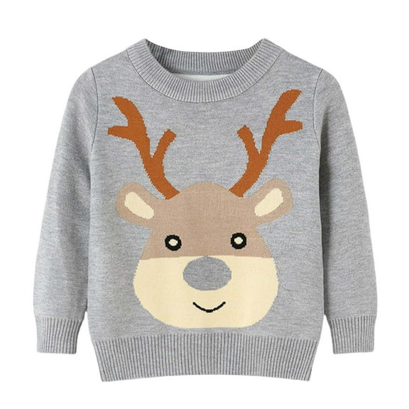 Odeerbi Kids Boys Girls Christmas Sweater Cute Winter Thermal Knit Crewneck Sweater Kids Baby Fall Christmas Pullover Sweater Knitted Bottoming Shirt Kids Clothes Gray