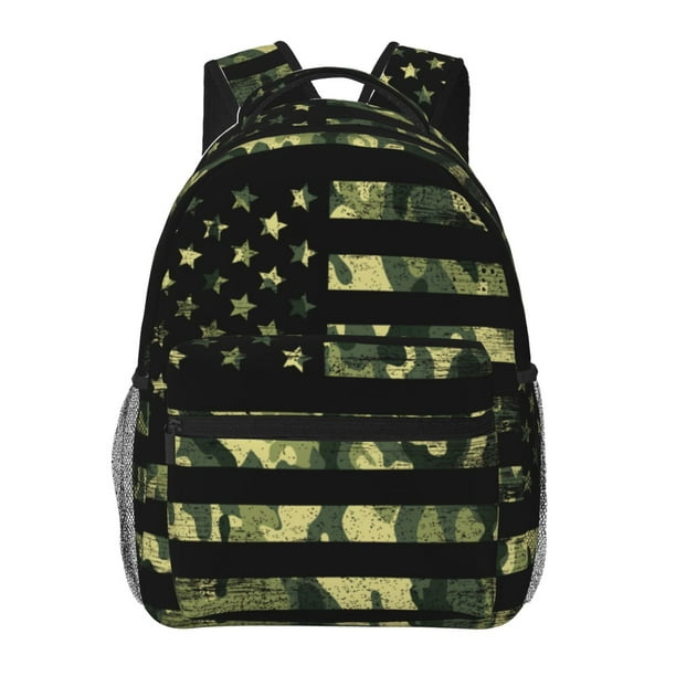 Disketp American Flag Camo Mochila Estampada para Hombre y Mujer – Mochila Ligera Clásica con Múltiples Bolsillos para Universidad, Trabajo y Viajes-One Size
