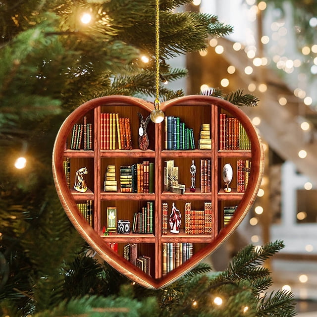 Home Decor Book Lovers Heart Decorations Reading Books Christmas Decorations Librarian Books Decorations Books Stack Pendants