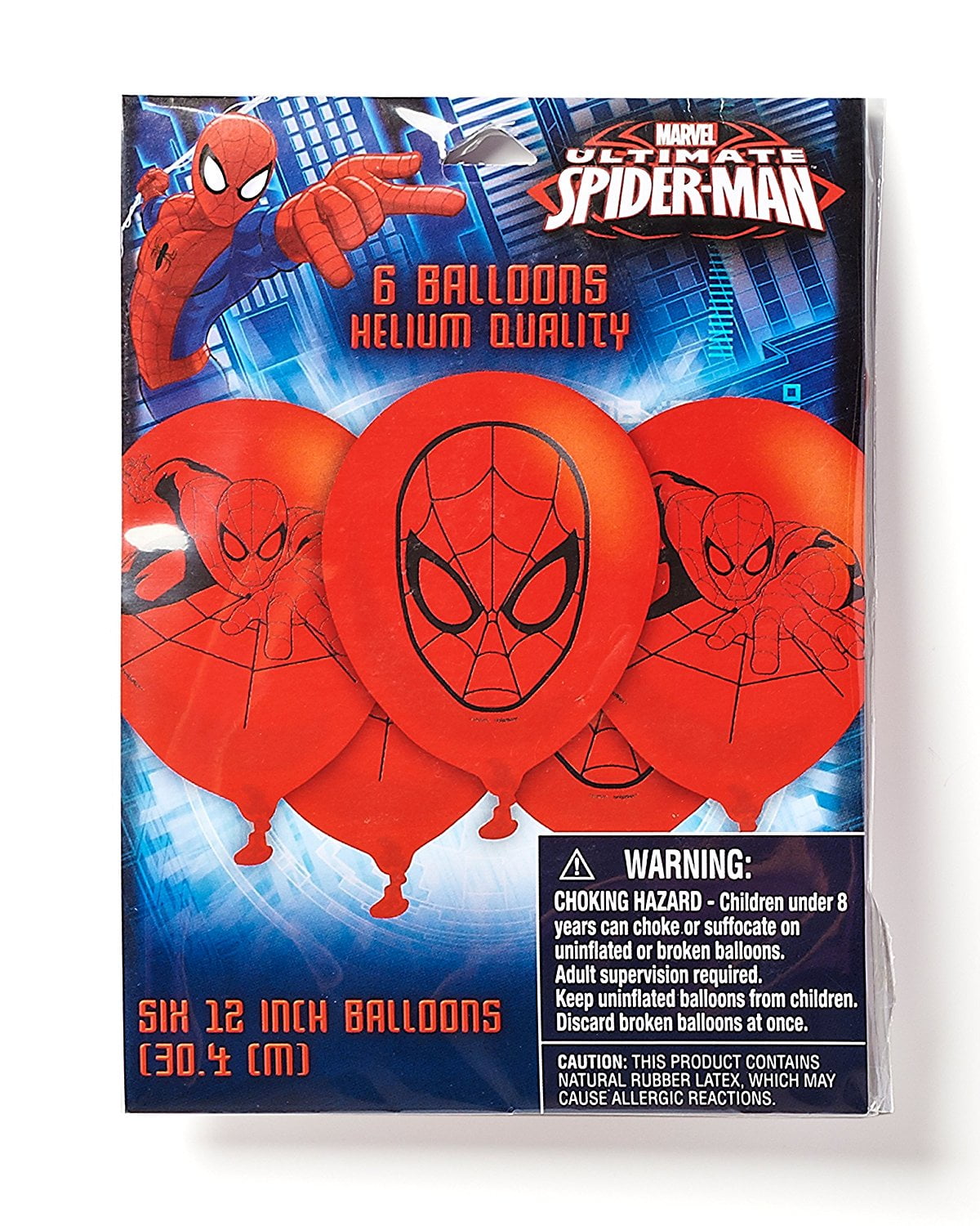 Spider-Man 12 in. Balloons, 6 count, Party Supplies