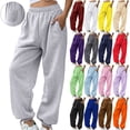 thumbnail image 6 of Fmbrln Women Sweatpants with Pockets, Fashion Elastic Waist Baggy Sweatpants Casual Loose Solid Athletic Joggers Pants, 6 of 6