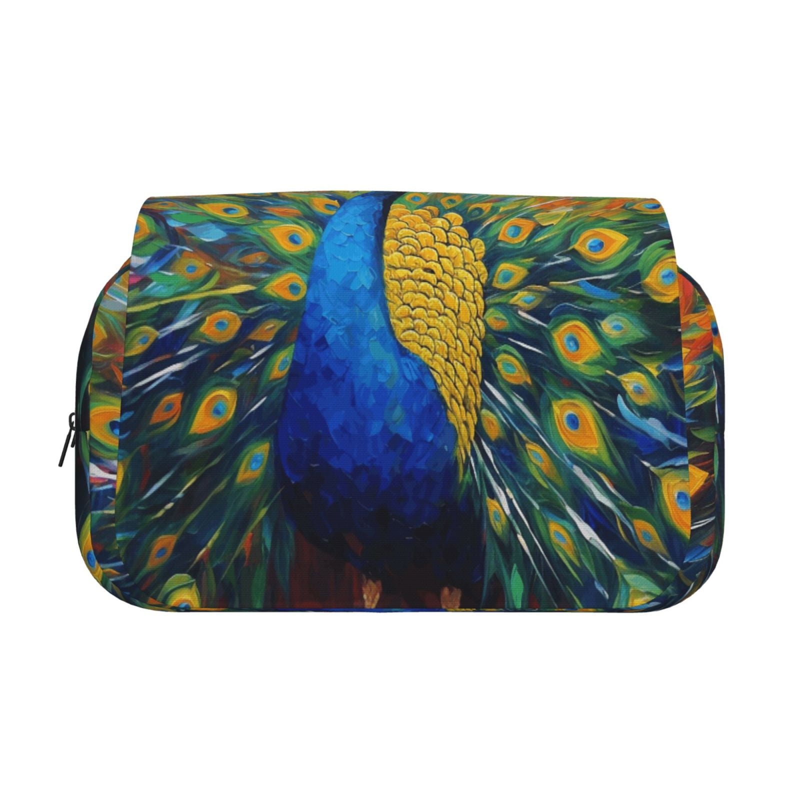 Rateoe Peacocks Pattern Double Clamshell Pen Case, Storage Organizer with Two Zipper Compartments– Holds Up to 50 Pencils & Pens
