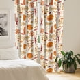thumbnail image 2 of Ambesonne Retro Curtains, Scattered Silhouettes Floral, Pair of 28"x95", Dark Orange and Apricot, 2 of 5