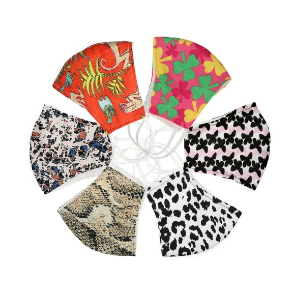 Bling Jewelry Womens Variety Pack Multi Color Fabric Face Mask Metal Nose Clip Filter Pocket 6 Pack