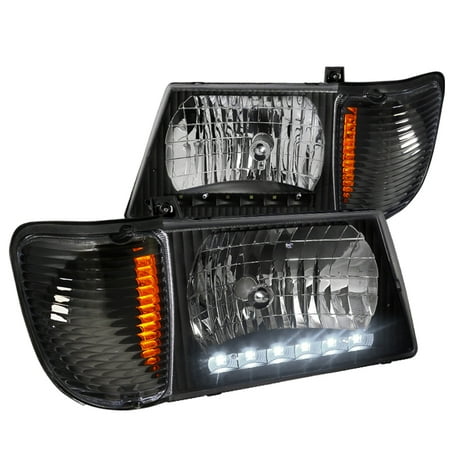- Spec-D Tuning 1992-2006 Black Ford Econoline Van Led Headlight W/ Corner Lamps E250 E350 (Left + Right) 1992 1993 1994 1995 1996 1997 1998 1999 2000 2001 2002 2003 2004 2005 2006
