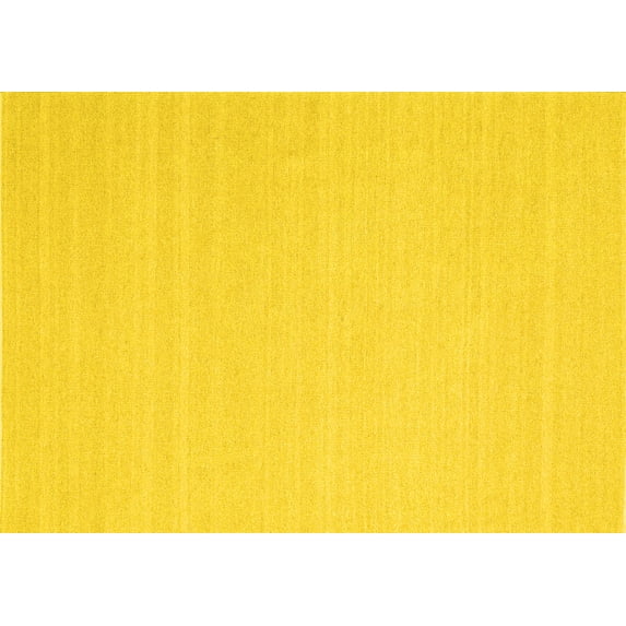 Ahgly Company Machine Washable Indoor Rectangle Solid Yellow Modern Area Rugs, 7' x 10'
