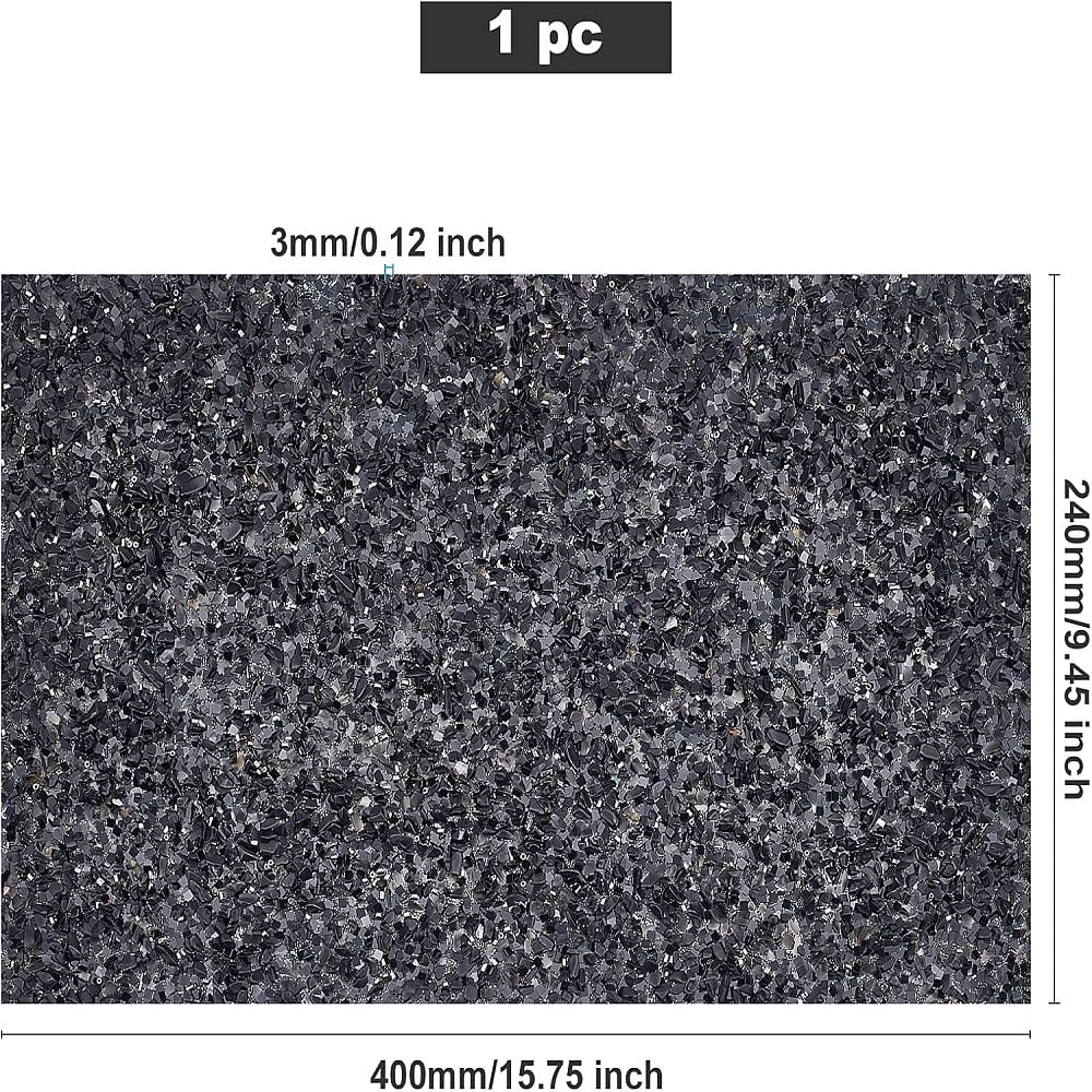 15.75x9.45x0.12Inch Black Glitter Resin Hotfix Rhinestone(Hot Melt Adhesive on The Back) Rhinestone Trimming Rhinestone Trim for DIY Wedding Dress