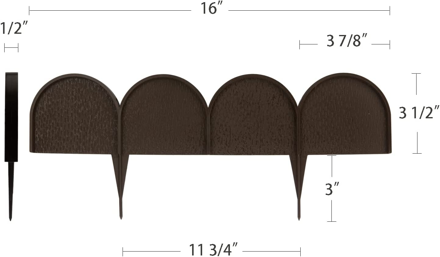 Garden Border Edging in Half Round (Semicircle) Arched Design - 15pcs Brown Yard Landscaping Fence Liner Lawn Edge Barrier - 20ft. Kit of Decorative Lawn Landscape Panels Elements