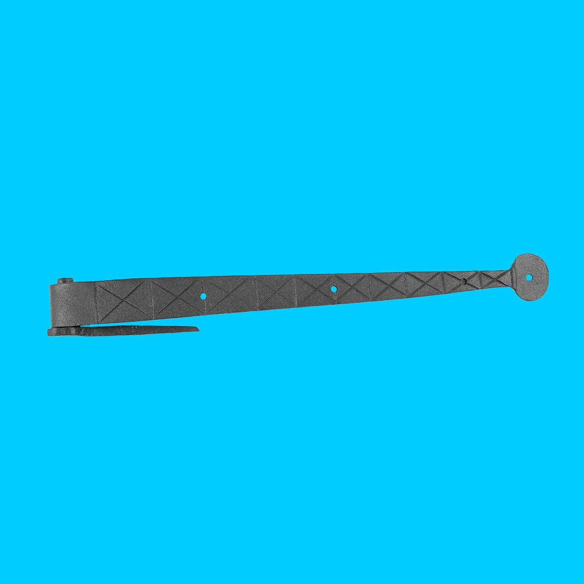 Renovators Supply Black Wrought Iron Lift Off Pintle Strap Hinge 14 in Bean tip Diamond Etch Reversible Pintle Strap Gate and Door Hinges w/Hardware