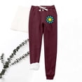 thumbnail image 2 of Lovskoo Women's Winter Sweatpants Shearling Fleece Lined Printing Leggings with Elastic Drawstring Pockets Thick Warm Pants Claret, 2 of 9