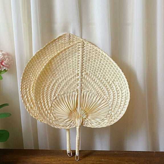 Supvox 2Pcs Handmade Bamboo Fans Khaki Color for Farmhouse Wall Decor and Cooling Outdoors