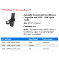 thumbnail image 2 of Automatic Transmission Speed Sensor - Compatible with 2000 - 2004 Toyota Tundra 2001 2002 2003, 2 of 2