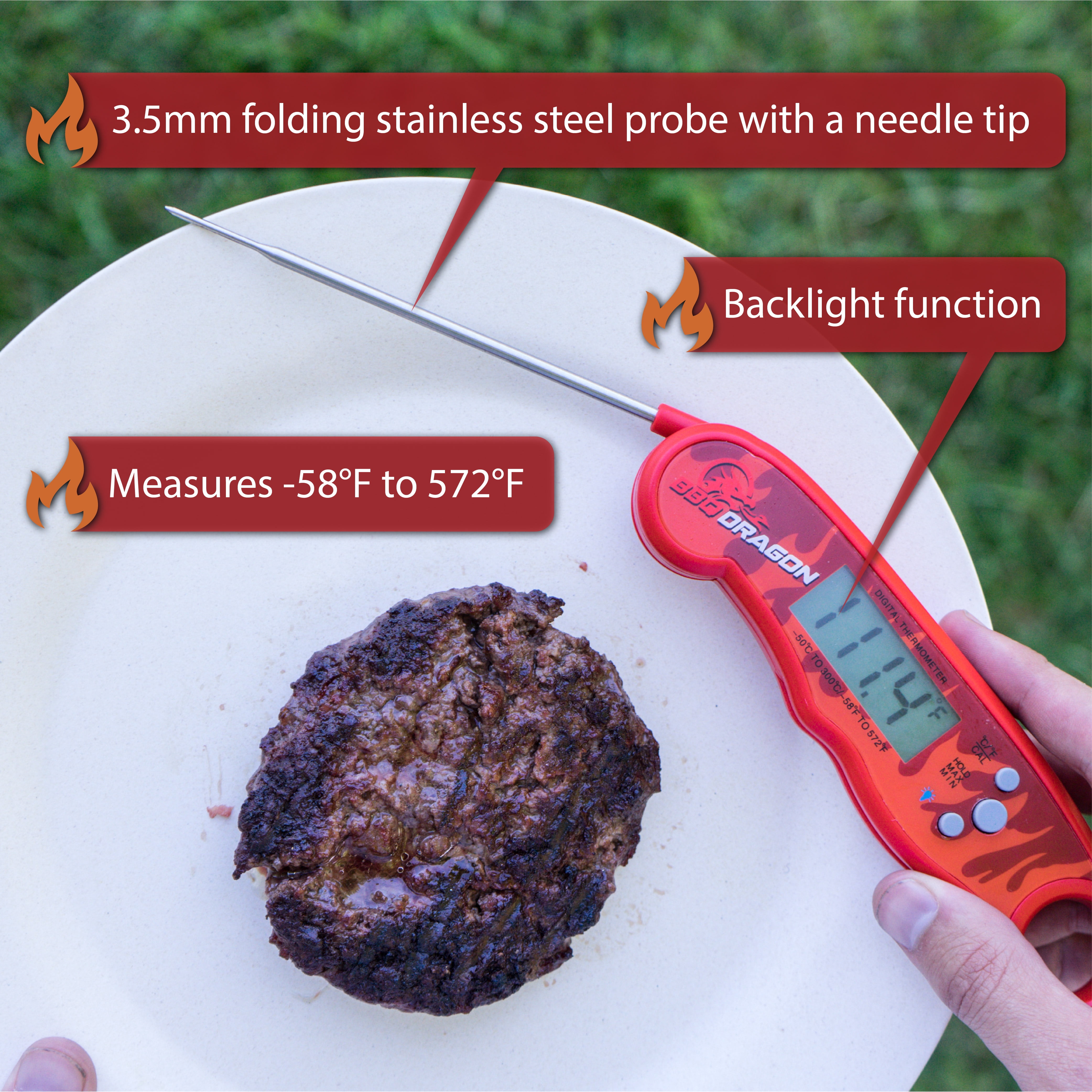 BBQ Dragon Instant-Read Waterproof Meat Thermometer - BBQD230