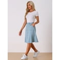 thumbnail image 3 of DARING DIVA Women's Denim Skirts Raw Hem Midi Jeans Skirt S Light Blue, 3 of 6