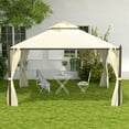 thumbnail image 6 of Outsunny 10' x 12' Outdoor Patio Gazebo Canopy with Polyester Privacy Curtains, Two-Tier Roof, Beige, 6 of 9