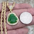 thumbnail image 3 of Green Resin Buddha 1" inch Pendant Necklace Gold Plated Rope Chain 24" Inch x 4MM Thick, 3 of 14