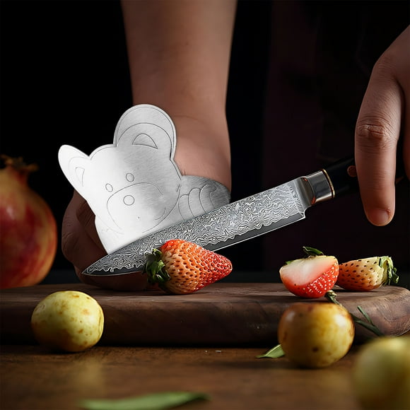 cuyhtdup Professional Stainless Steel Finger Guard for Kitchen - Adjustable Anti-Slip Hand Protector for Safe Vegetable & Meat Cutting - Dishwasher Safe Universal Fit Kitchen Tool for Home Cooks