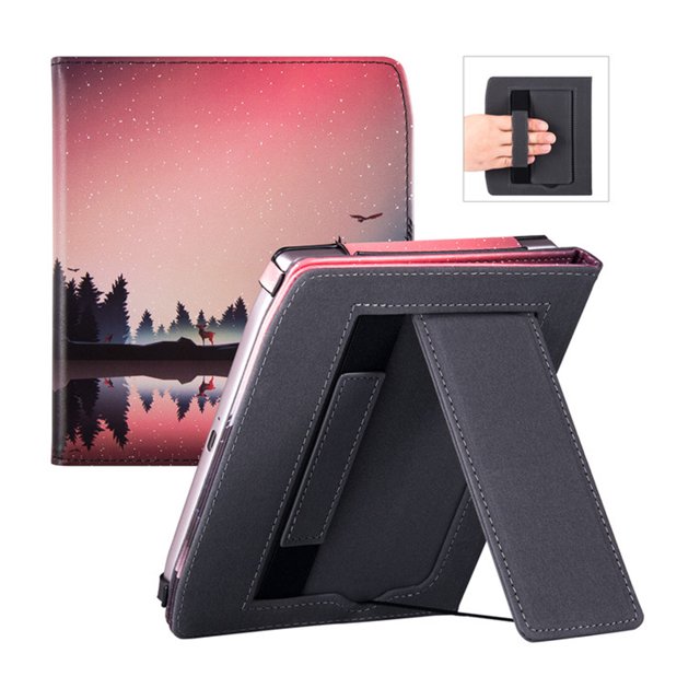 TFixol 7-Inch PU Leather Sleeve for PocketBook 700 Era & Era Color E-Reader with Auto Sleep/Wake, Hand Strap, and Foldable Stand - Nightfall Edition