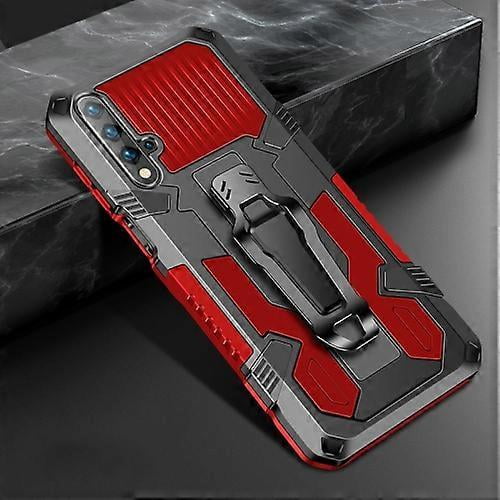 (Red)For Huawei Nova 5T Machine Armor Warrior Shockproof PC + TPU Protective Phone Case