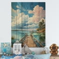 thumbnail image 2 of Designart "Pier And Dock Calm II" Nautical & Beach Print on Natural Pine Wood, 2 of 5