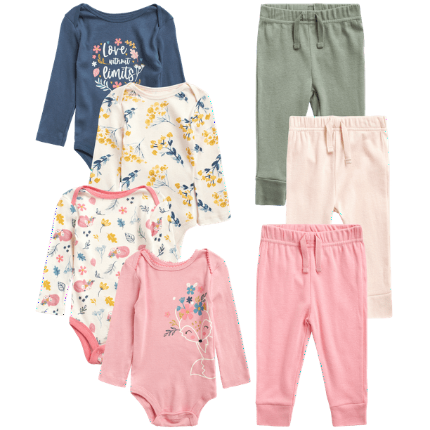 Koala Baby Girls' Layette Set 7 Piece Playwear Bodysuit and Fleece