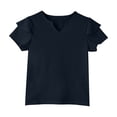 thumbnail image 6 of Grblisyd Girls' V-Neck Ruffle Top Casual Cute T Shirts Loose Fit Short Sleeve Tops Tees Beach Vacation Solid Tops Blouses Navy 2-3Y, 6 of 6