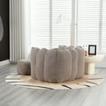 thumbnail image 4 of Newest Bean Bag Chair for Adult, Microfiber Upholstered Bean Bag Sofa with Petal Back, Shell-Shaped Beanbag Chair with Footstool, Memory Foam Stuffed Lazy Sofa for Living Room, Bedroom, 4 of 10