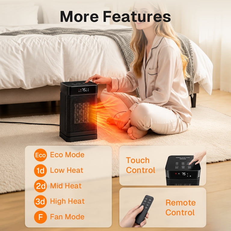 Oscillating Space Heater with Remote, 1500W photo 4