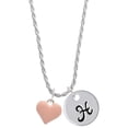 thumbnail image 1 of Delight Jewelry Silvertone 3-D Pink Puffy Heart Silvertone Script Initial Disc - H - Charm Necklace, 20"+3", 1 of 4
