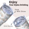thumbnail image 4 of Boho Aesthetic Double Wall Mug 20oz with Lid & Straw - Stainless Steel Vacuum Insulated Travel Tumbler, Leakproof Thermal Coffee Cup, 4 of 5