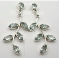 thumbnail image 2 of SilverStarJewel 925 Solid Silver Classic Blue Topaz 6 Stone Unusual Tree Leaves Earrings 4.6 CM, 2 of 3
