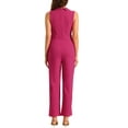 thumbnail image 3 of INSPIRE CHIC Women's Sleeveless Shawl Collar Office Belted Cropped Jumpsuit Romper M Hot Pink, 3 of 6