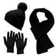 thumbnail image 2 of Winter Hat Scarf and Gloves Set for Men and Women, 3 in 1 Knitted Beanie Ear Muffler and Gloves, Warm Windproof Ski Set for Cold Weather, Cycling, Outdoor Activities-Black, 2 of 6