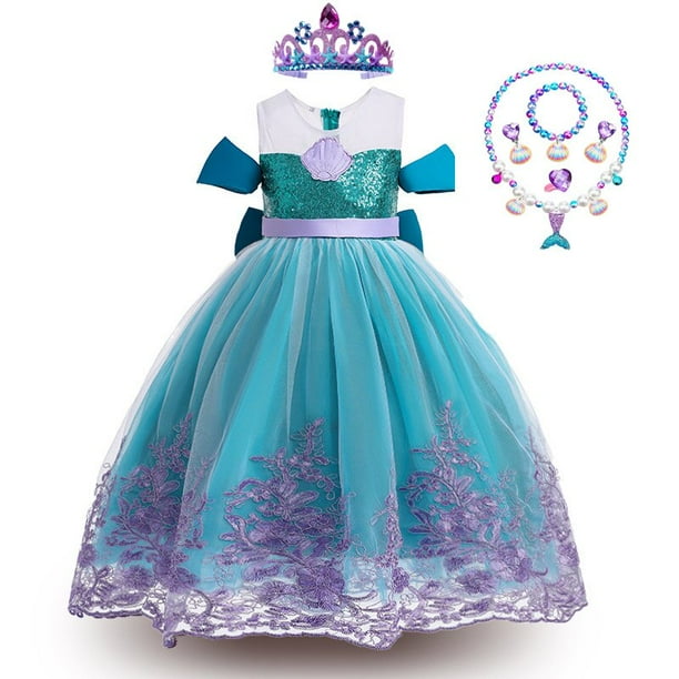 Disfraz de sirena para ninas regalo de cumpleanos para ninos vestido de princesa Purim vacaciones Ariel ropa de fiesta para carnaval 3 10T Fivean unisex Bodega Aurrera en linea