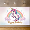 thumbnail image 7 of Colorful Unicorn Themed Happy Birthday Banner with Rainbows Clouds Hearts Stars Party Decorations Backdrop for Kids Birthday Party Photography Props Party Supplies Decor, 7 of 7
