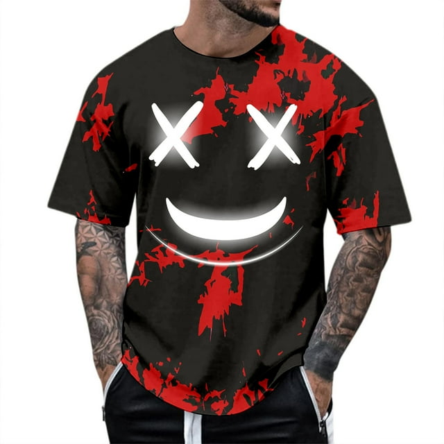 SOMOWI T-Shirts pour Hommes Usage Quotidien Design Confortable Élégant Sorties Ou Sports Rouge Tops Décontractés d'Automne 3TG