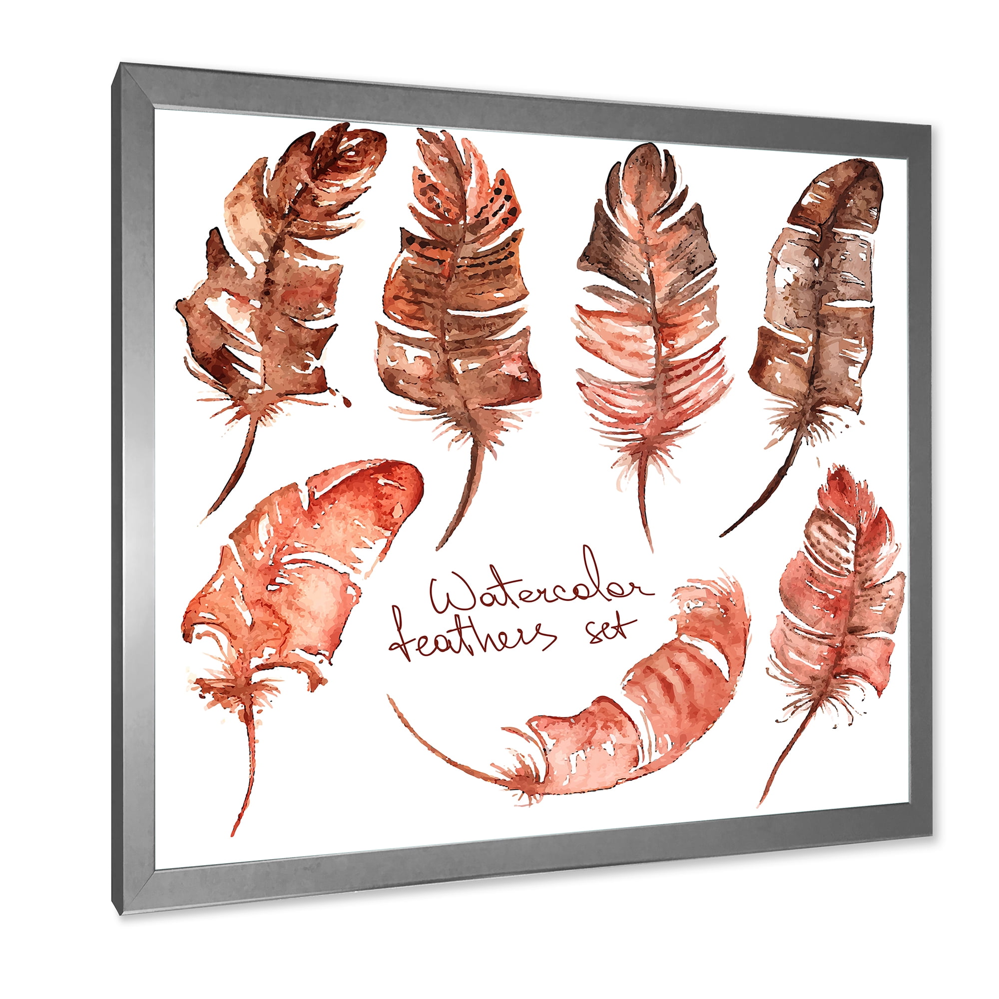 Designart 'Boho Art Feather Icons' Bohemian & Eclectic Framed Art Print