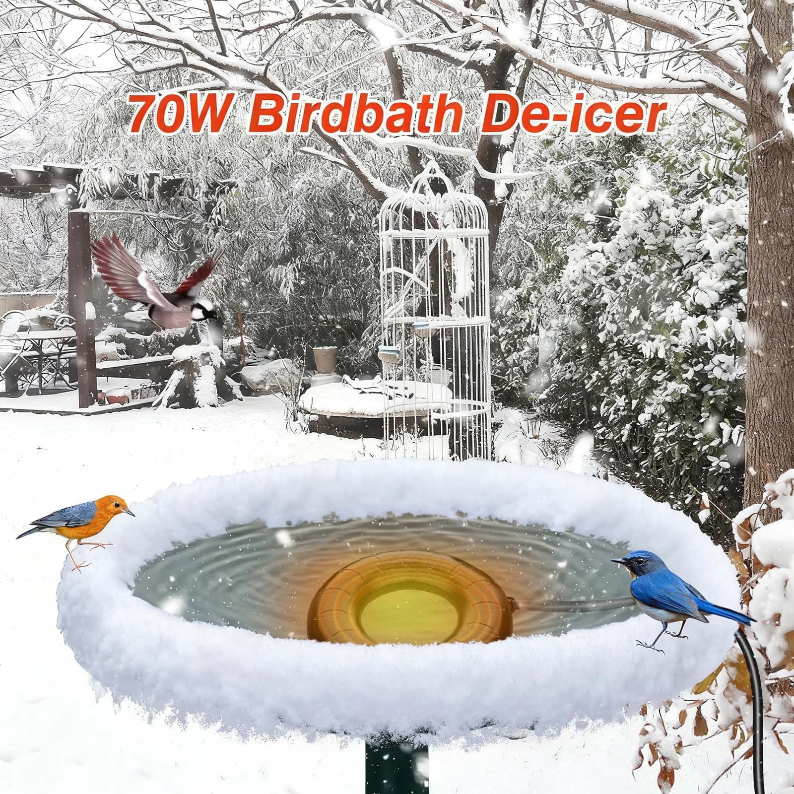 Submersible Water Heater and Deicer for Livestock Tank, Automatic Thermostat Controlled Stock Tank Heater, Ice Melter for Winter Animal Drinking Water