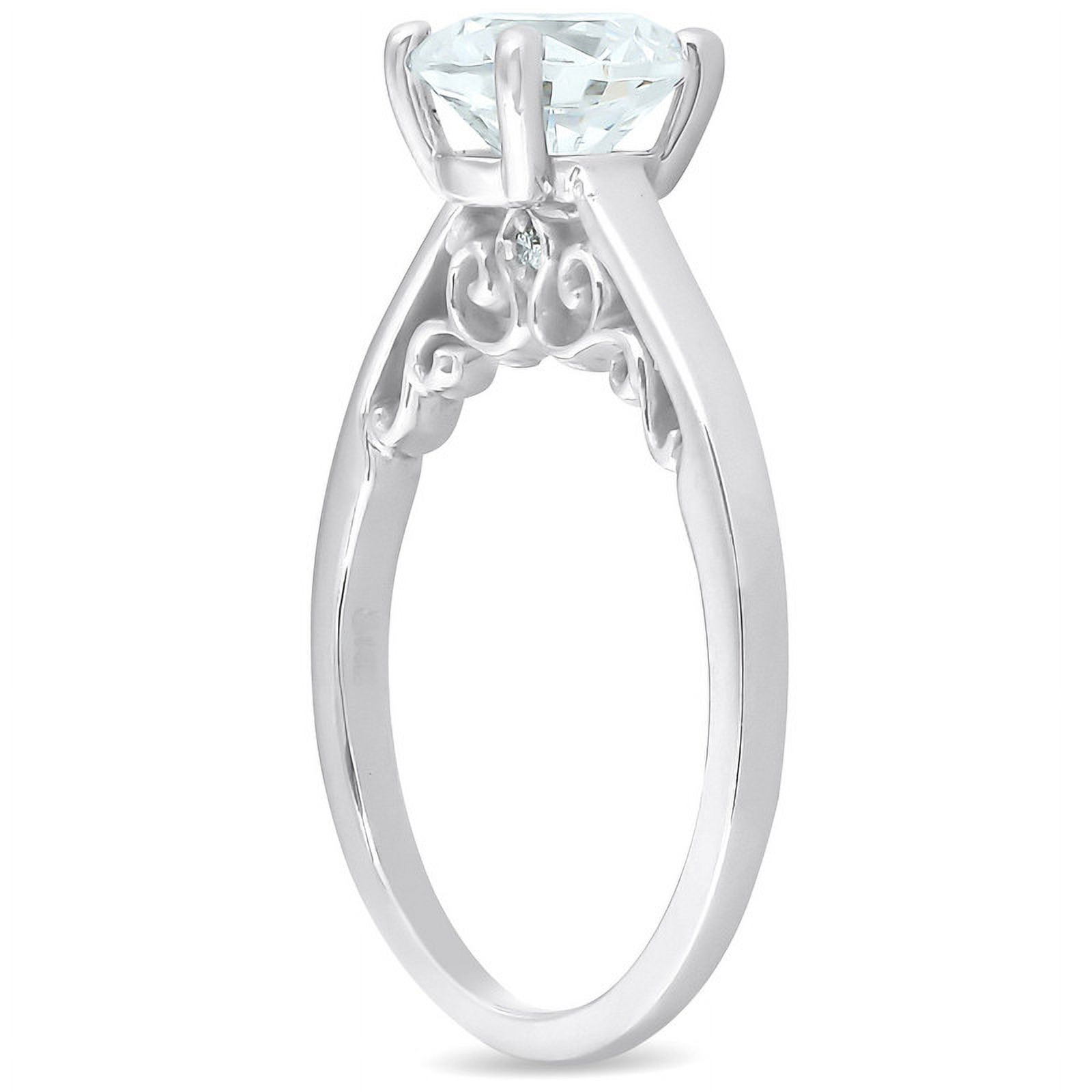 Lina Jewel 1 Ct Round Brilliant Lab Grown Diamond Ring - 14K White Gold Plated Wedding Jewelry for Women - Anniversary Band - Simple Engagement Ring - Wife Gift