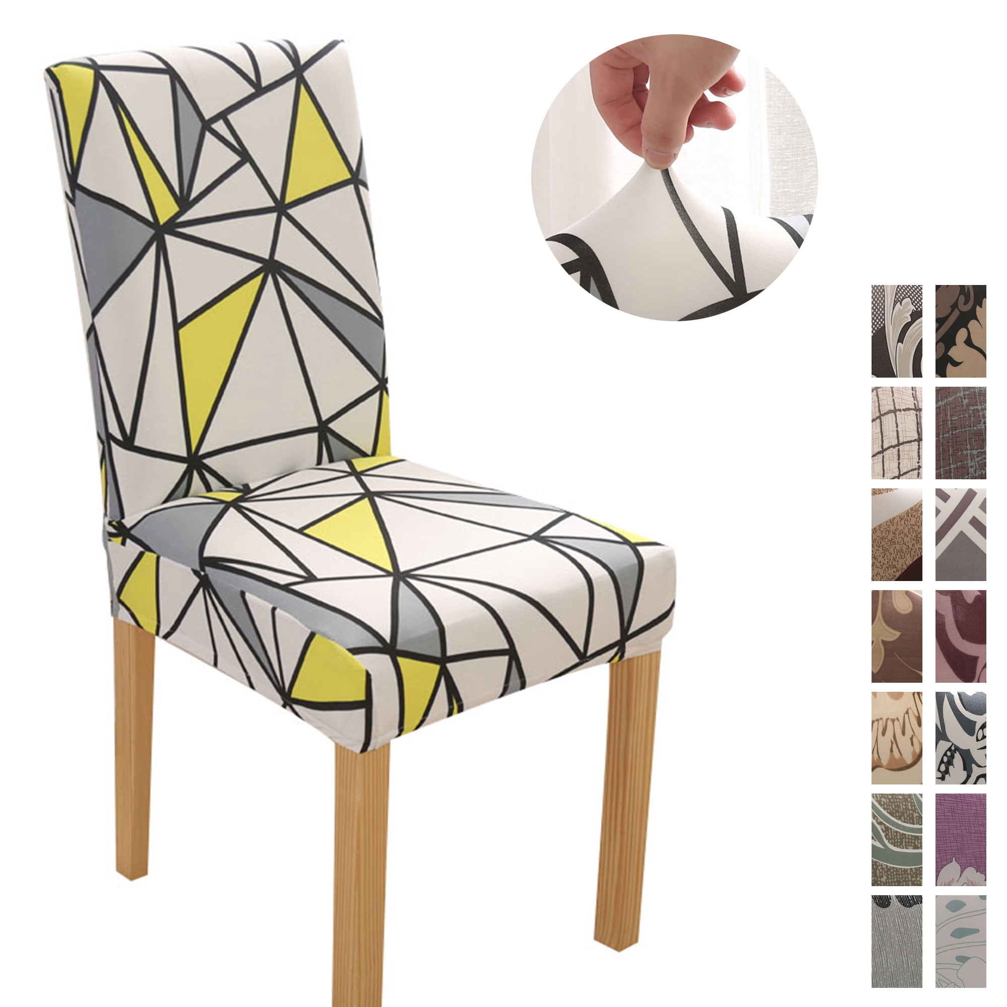 B, 1 piece ele ELEOPTION Printed Stretch Dining Chair Covers Removable Washable Elastic Spandex Dining Chair Slipcovers High Back Chair Protector Seat Covers for Dining Room Wedding Banquet Party 