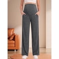 thumbnail image 4 of Bearsland Women's Maternity Pants High Waist Wide Leg Work Pants Adjustable Waist Pregnancy Dress Yoga Pants Stretchy Comfy Lounge Casual Daily Wear Trousers with Pockets(M-XXXXL), 4 of 6